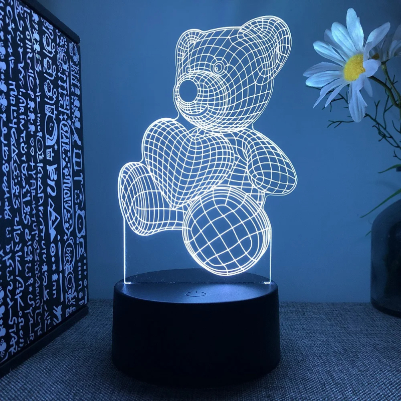 Нічна лампа з ефектом ведмедика 3D і дистанційним керуванням Užsisakykite Trendai.lt