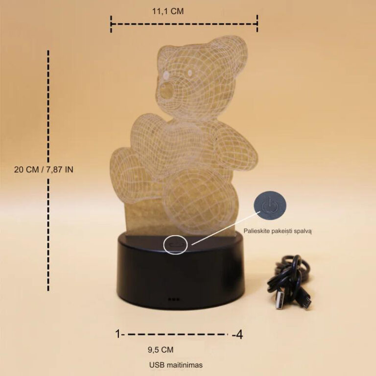Нічна лампа з ефектом ведмедика 3D і дистанційним керуванням Užsisakykite Trendai.lt 9