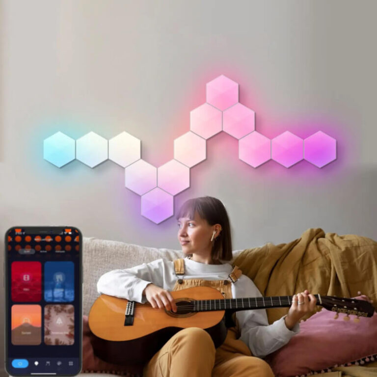 Настінний світлодіодний світлодіодний світильник Smart Hexagon із можливістю підключення з додатком Užsisakykite Trendai.lt 8
